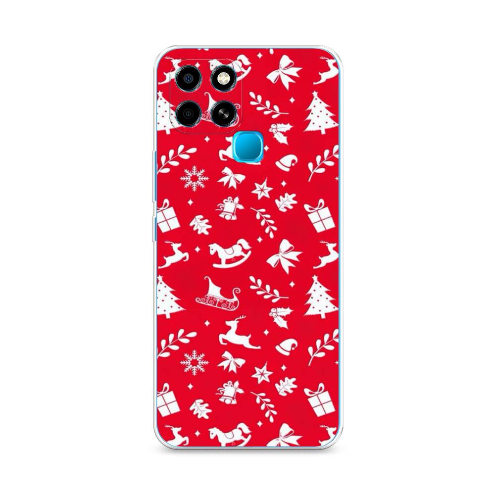 

Чехол для Infinix smart 6 "Красный новогодний фон", Красный;белый, 3101050-5