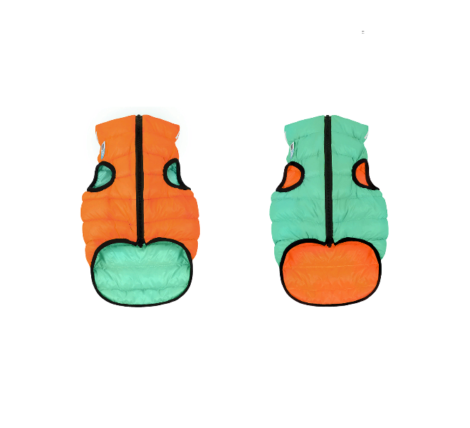 Двухсторонняя куртка для собак AiryVest Lumi оранжево-салатовая M