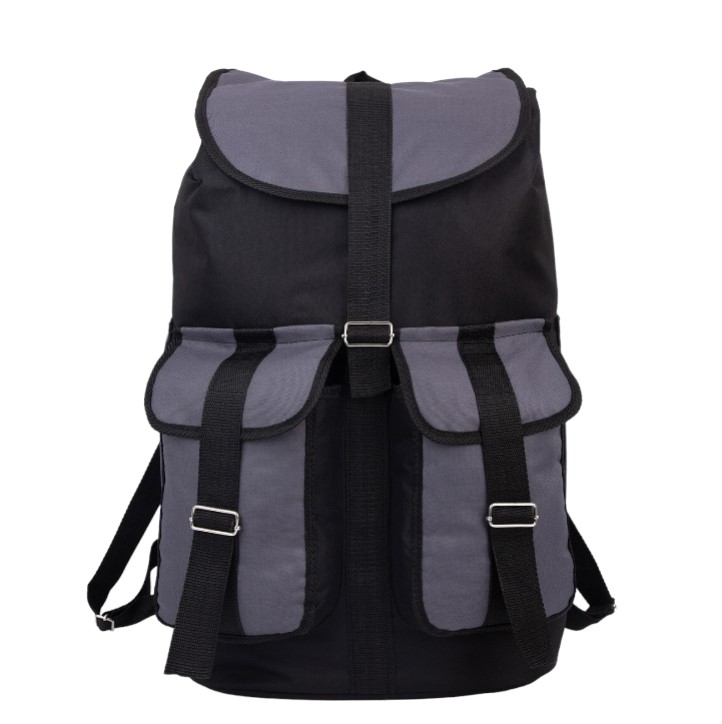 Рюкзак туристический, 55 л, отдел на шнурке, 3 наружных кармана, цвет чёрный/серый