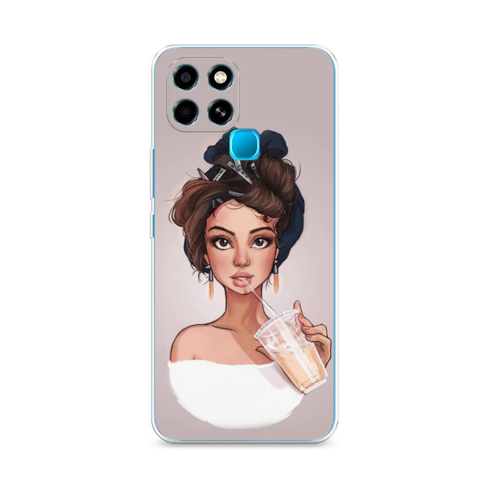

Чехол для Infinix smart 6 "Девушка с фраппе", Серый, 3101050-6