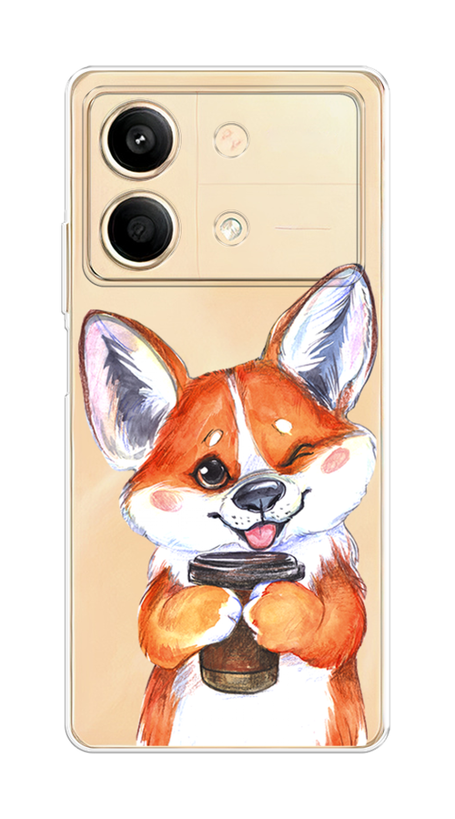 

Чехол на Poco X6 Neo "Корги с кофе", Оранжевый;белый, 321950-1