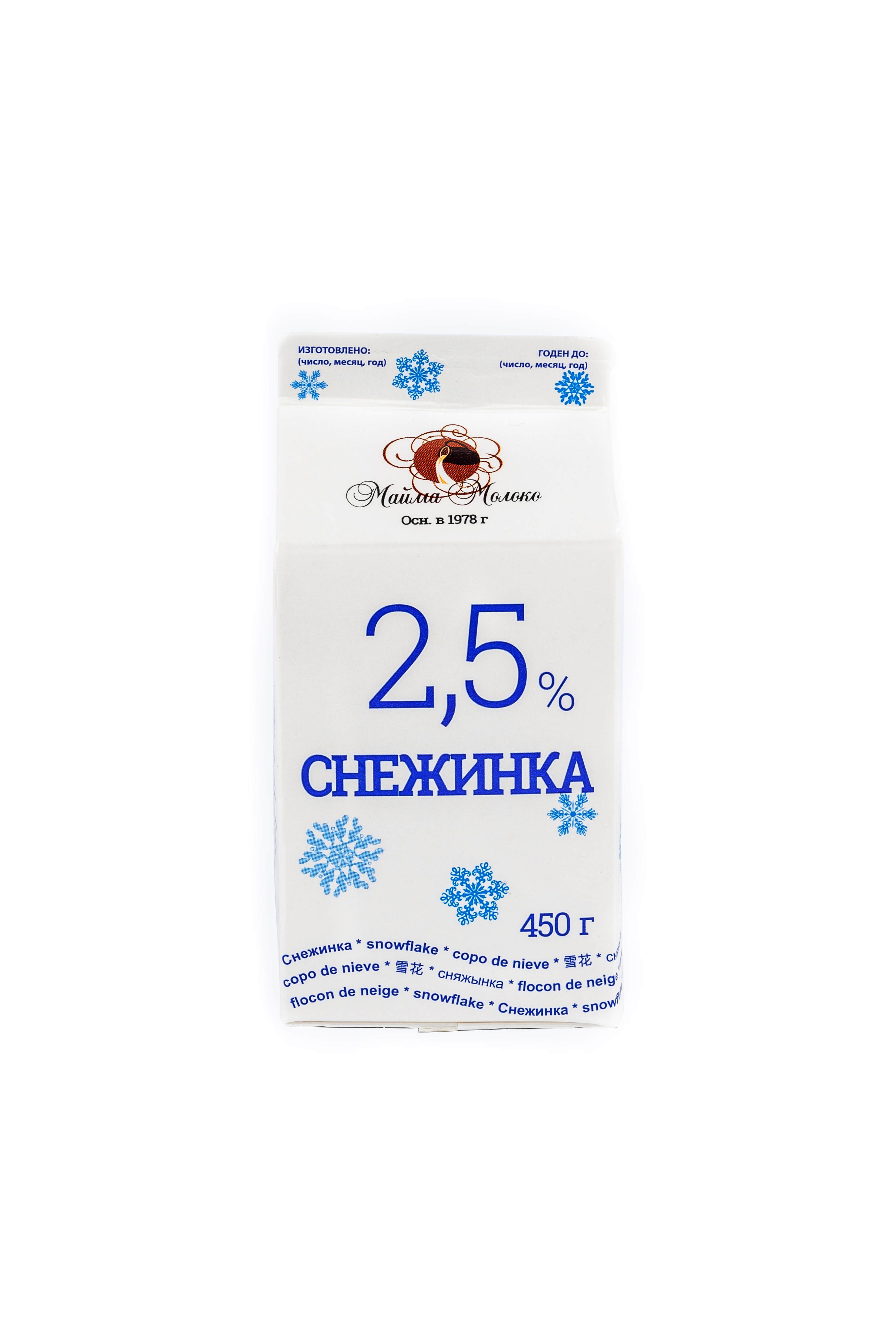 

Кисломолочный продукт Майма Молоко Снежинка 2,5% БЗМЖ 450 мл