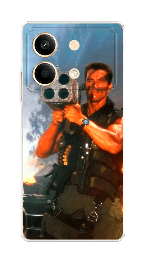 

Чехол на Poco X6 Neo "Арнольд Шварцнеггер с базукой", Голубой;коричневый, 321950-1