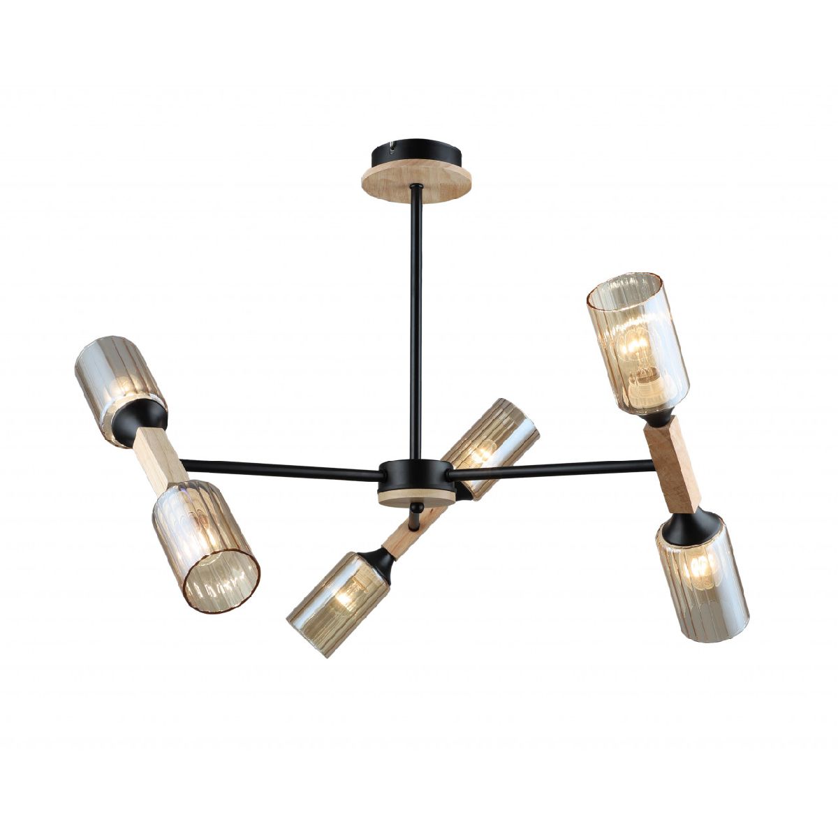 

Люстра на штанге IMEX MD.5495-6-S-BK+WOOD