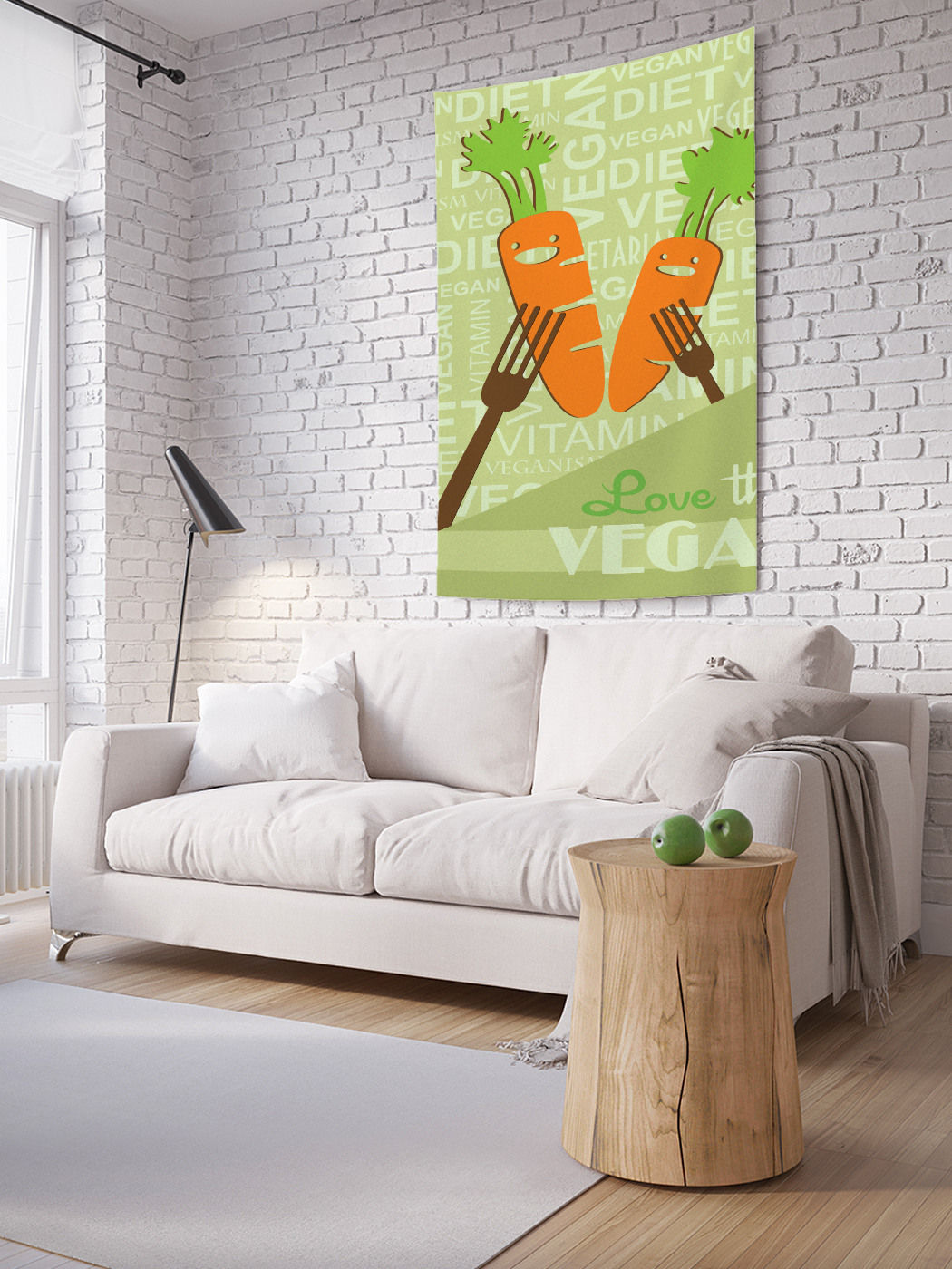 фото Вертикальное фотопанно на стену joyarty "морковь на вилке", 100x150 см
