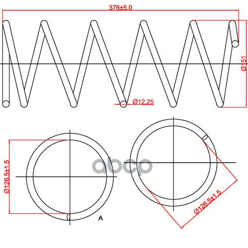 Пружина подвески передней Ford Focus I, L376-D151-t12,25 1шт