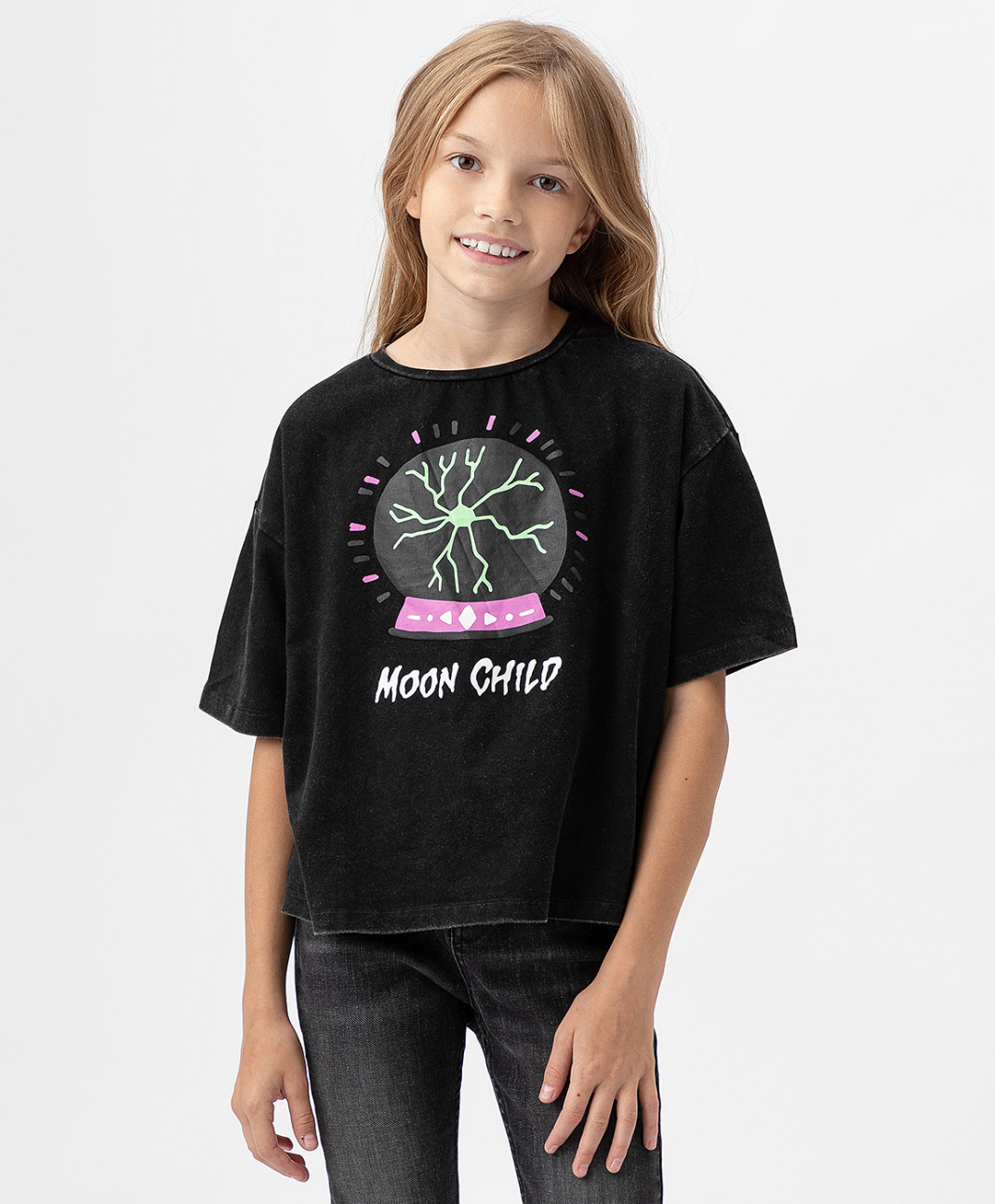 

Футболка со спущенным рукавом и принтом серая Button Blue 222BBGF12020100 р.152, Серый, 222BBGF12020100