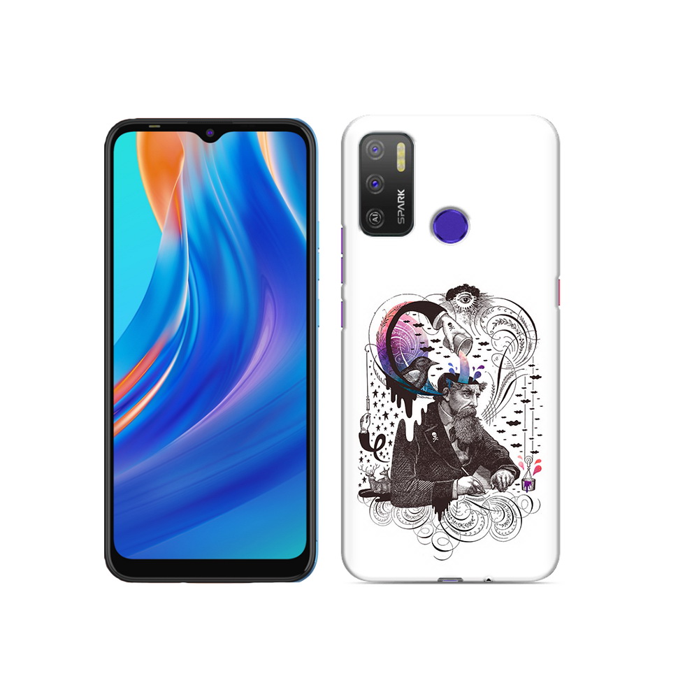 

Чехол MyPads Tocco для Tecno Spark 5 Air абстракция думающий мужчина, Прозрачный, Tocco