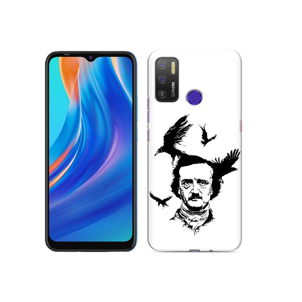 

Чехол MyPads Tocco для Tecno Spark 5 Air Эдгар Аллан черно белый, Прозрачный, Tocco