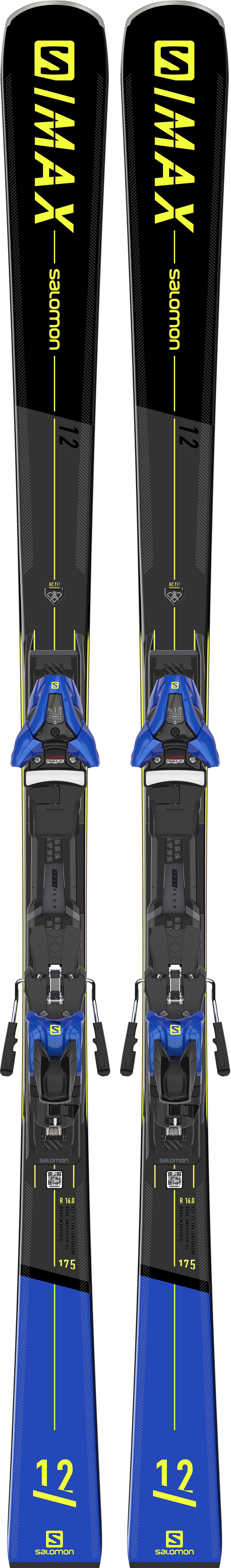 Горные лыжи Salomon E S/Max 12 + Z12 GW Blue F80 2021, black/blue, 175 см