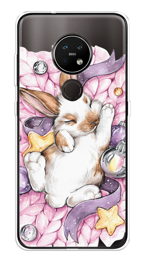 

Чехол на Nokia 6.2 "Кролик спит", Розовый;белый, 123050-5