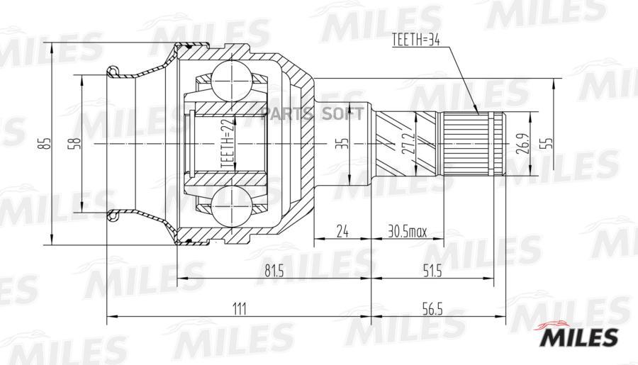 

Шрус Внутренний Daewoo Nexia/Lanos 1.4-1.6 94- (Skf Vkja8724) Ga10015 Miles арт. GA10015