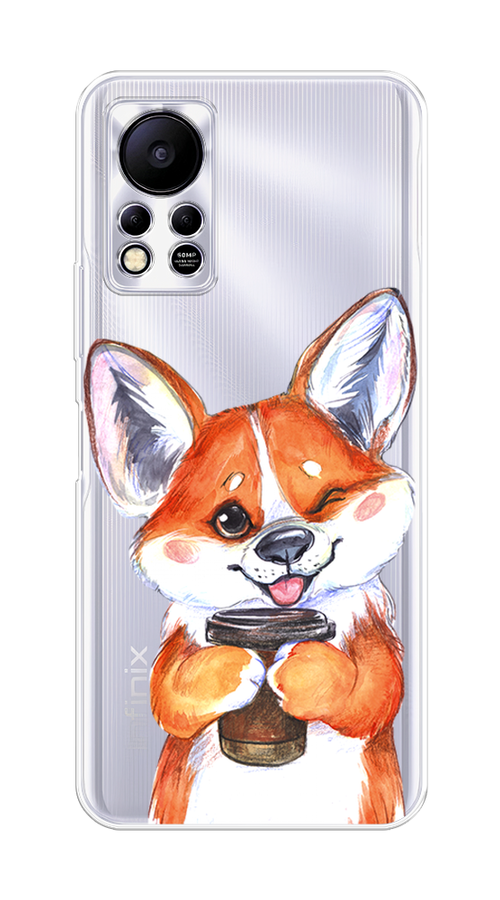 

Чехол на Infinix Hot 11S NFC "Корги с кофе", Оранжевый;белый, 3100950-4