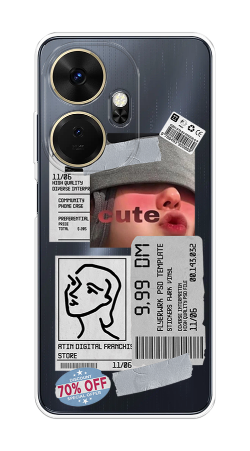 

Чехол на Itel P55 Plus 4G "Cute girl collage", Розовый;серый;голубой, 3201950-1