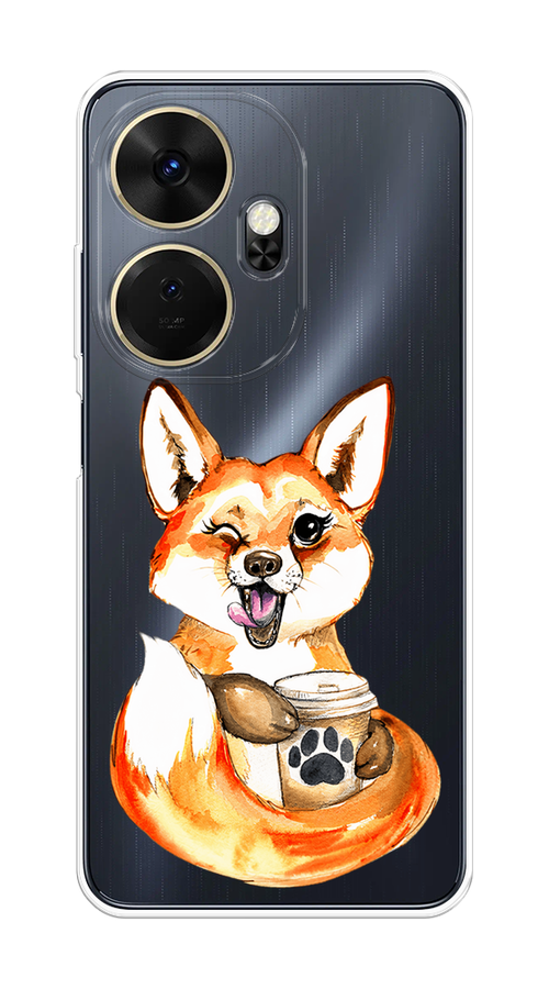 

Чехол на Itel P55 Plus 4G "Подмигивающая лиса с кофе", Оранжевый;белый;коричневый, 3201950-1