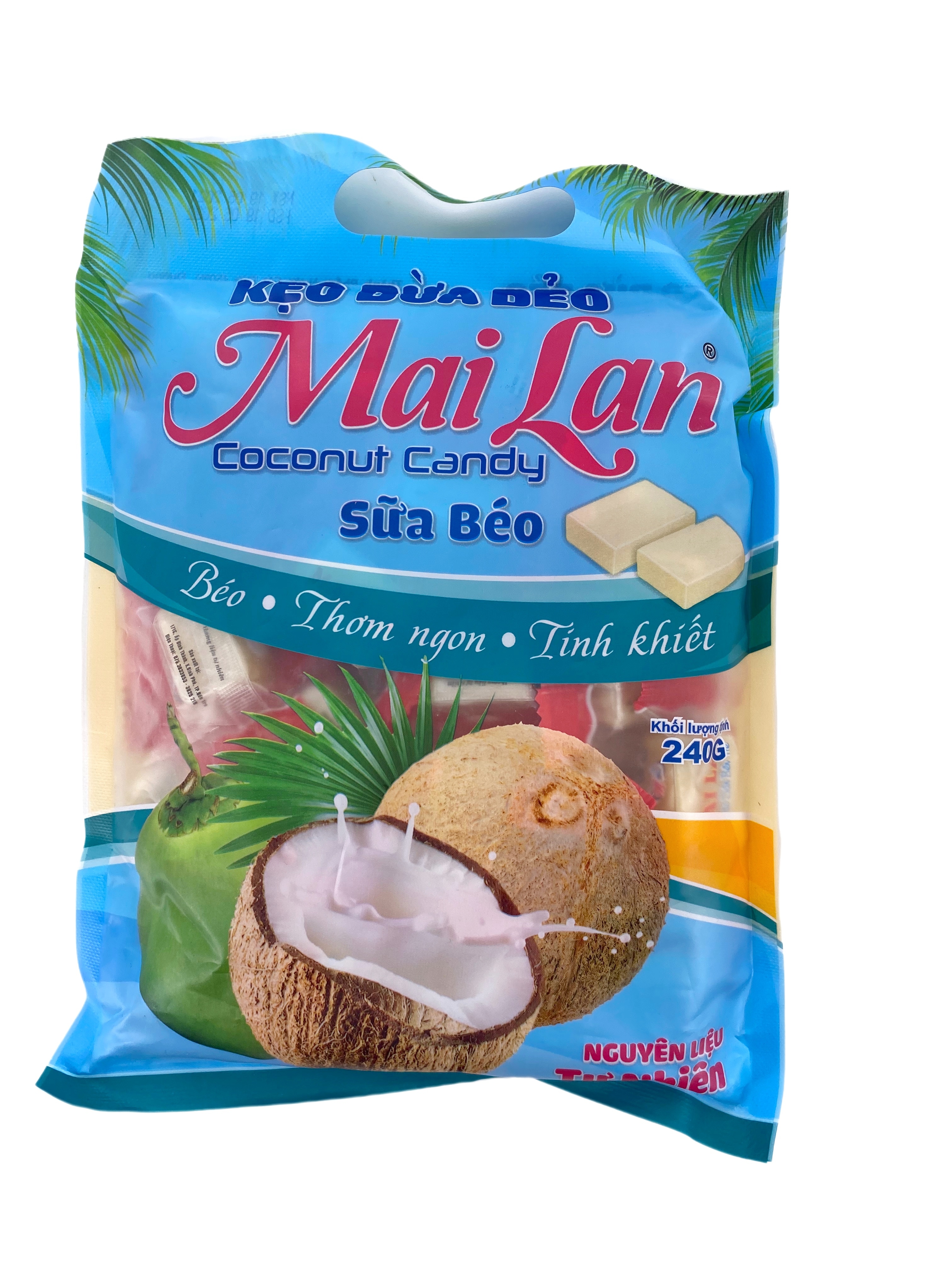 

Натуральные кокосовые конфеты Mai Lan, KEO DUA DEO, Coconut Candy, Sua Beo, Вьетнам 240 г