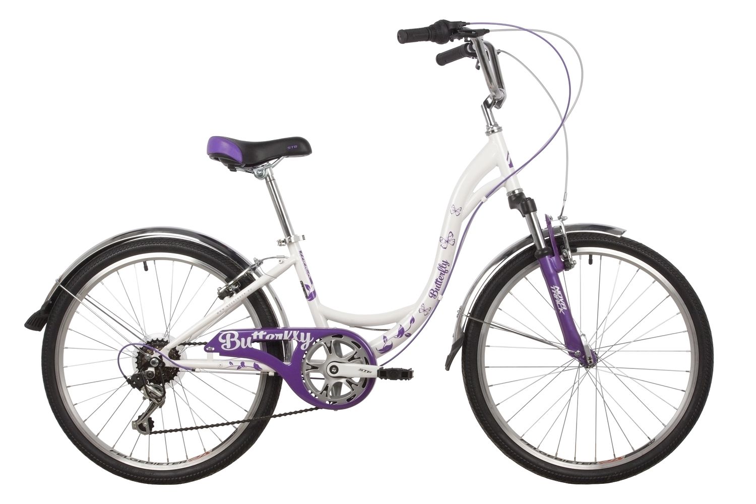 Велосипед Novatrack 24SH6V.BUTTERFLY.13VL22 белый-фиолетовый