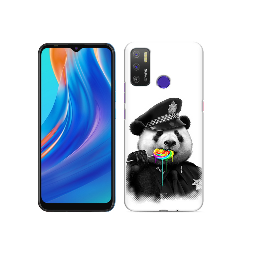 

Чехол MyPads Tocco для Tecno Spark 5 Air Панда полиция, Прозрачный, Tocco