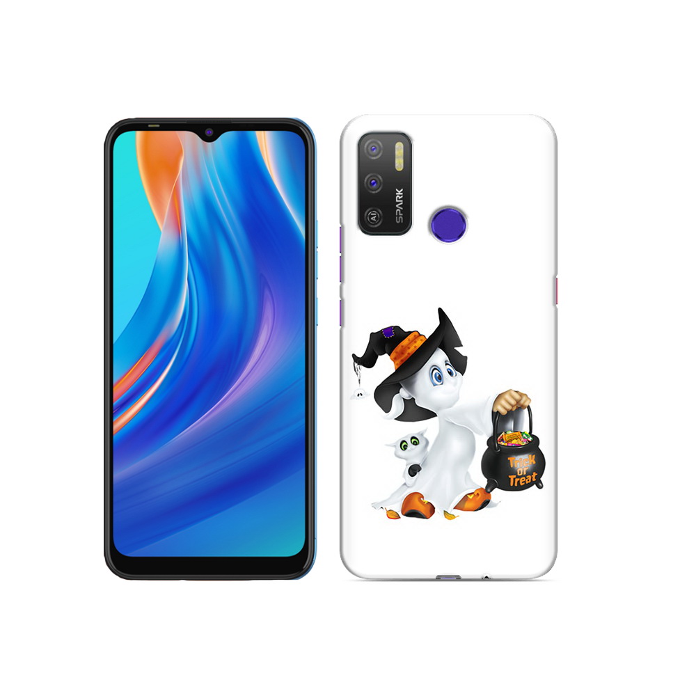 

Чехол MyPads Tocco для Tecno Spark 5 Air Маленький призрак, Прозрачный, Tocco