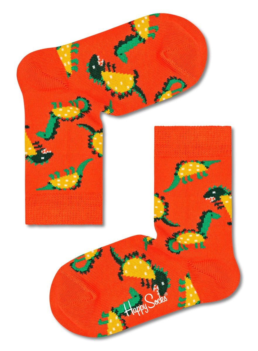 Детские носки Kids Tacosaurus Sock с такозаврами Happy socks оранжевый 2-3Y
