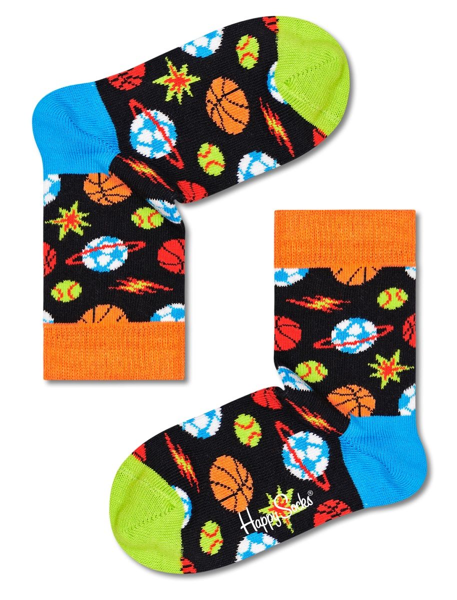 Детские носки Kids Sporty Space Sock с планетами и мячами Happy socks черный 2-3Y