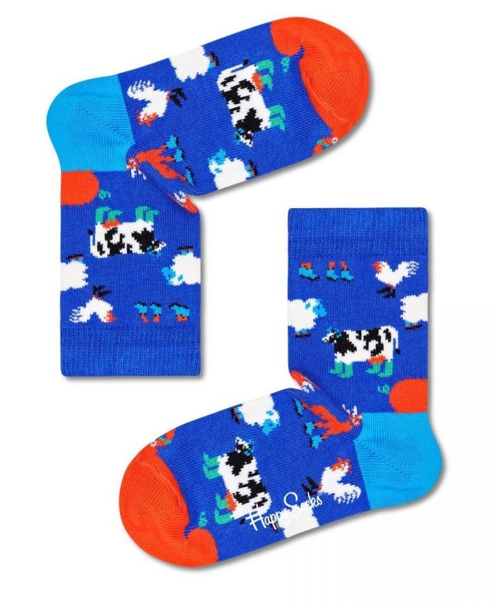Детские носки Kids Farmcrew Sock с обутыми животными Happy socks синий 4-6Y