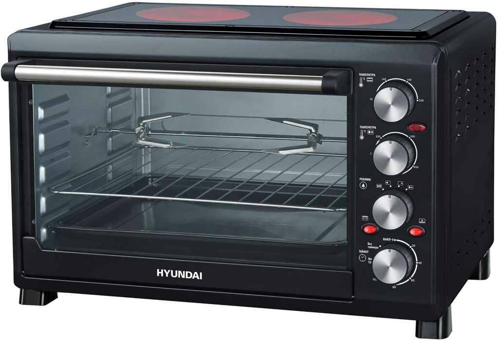 Мини-печь Hyundai MIO-HY086 1600 Вт, 38 л, черная мини печь brayer br2600 черная серая