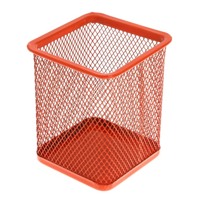 фото Стакан для пишущих принадлежностей, квадратный, сетка металлическая, оранжевый calligrata