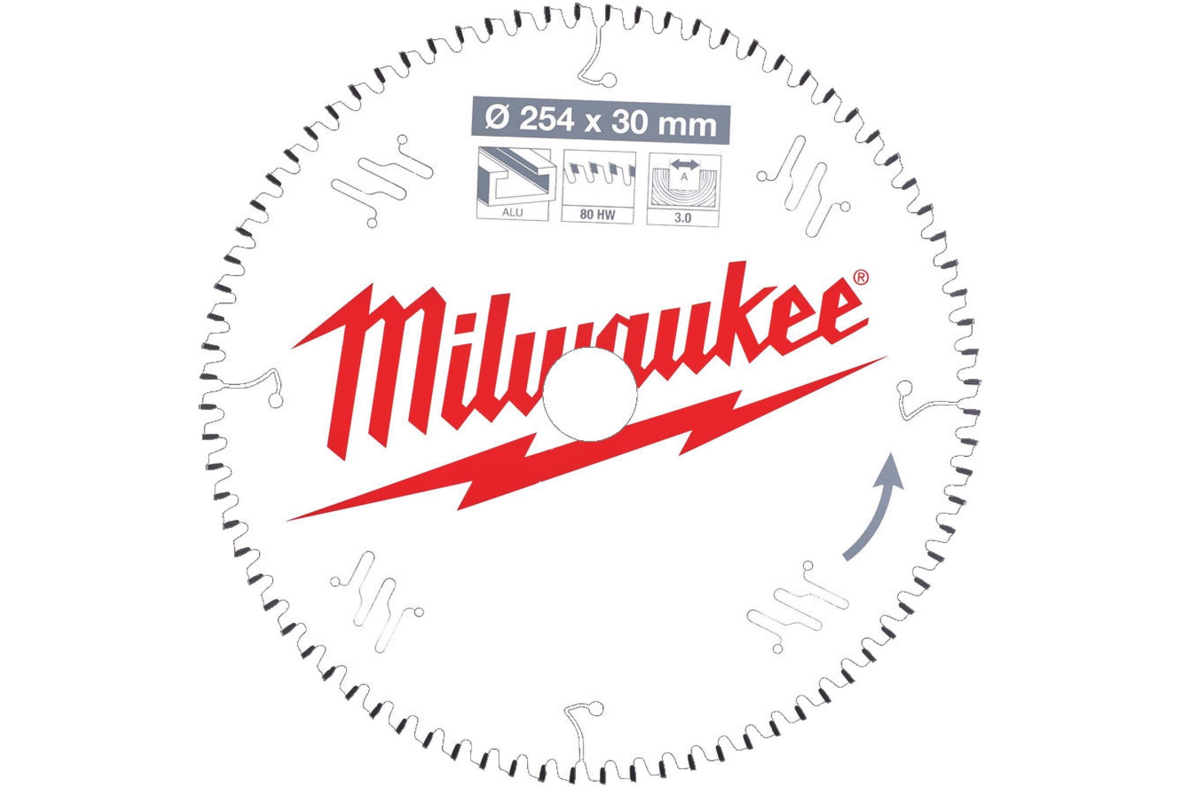 

Диск пильный MILWAUKEE 254x30x3,0x80 по алюминию