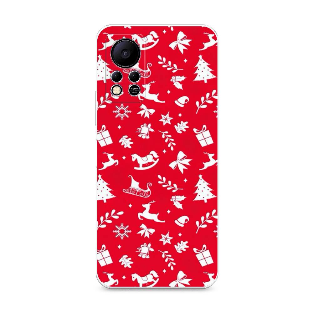

Чехол для Infinix Hot 11S NFC "Красный новогодний фон", Красный;белый, 3100950-5