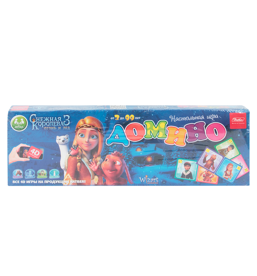

Настольная игра Hatber Домино. 4D Снежная королева, 28 карточек