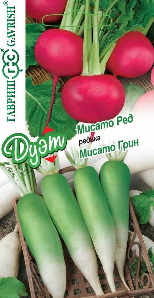 

Семена дайкон Мисато Ред Мисато Грин Гавриш 1026999186-10 10 уп.