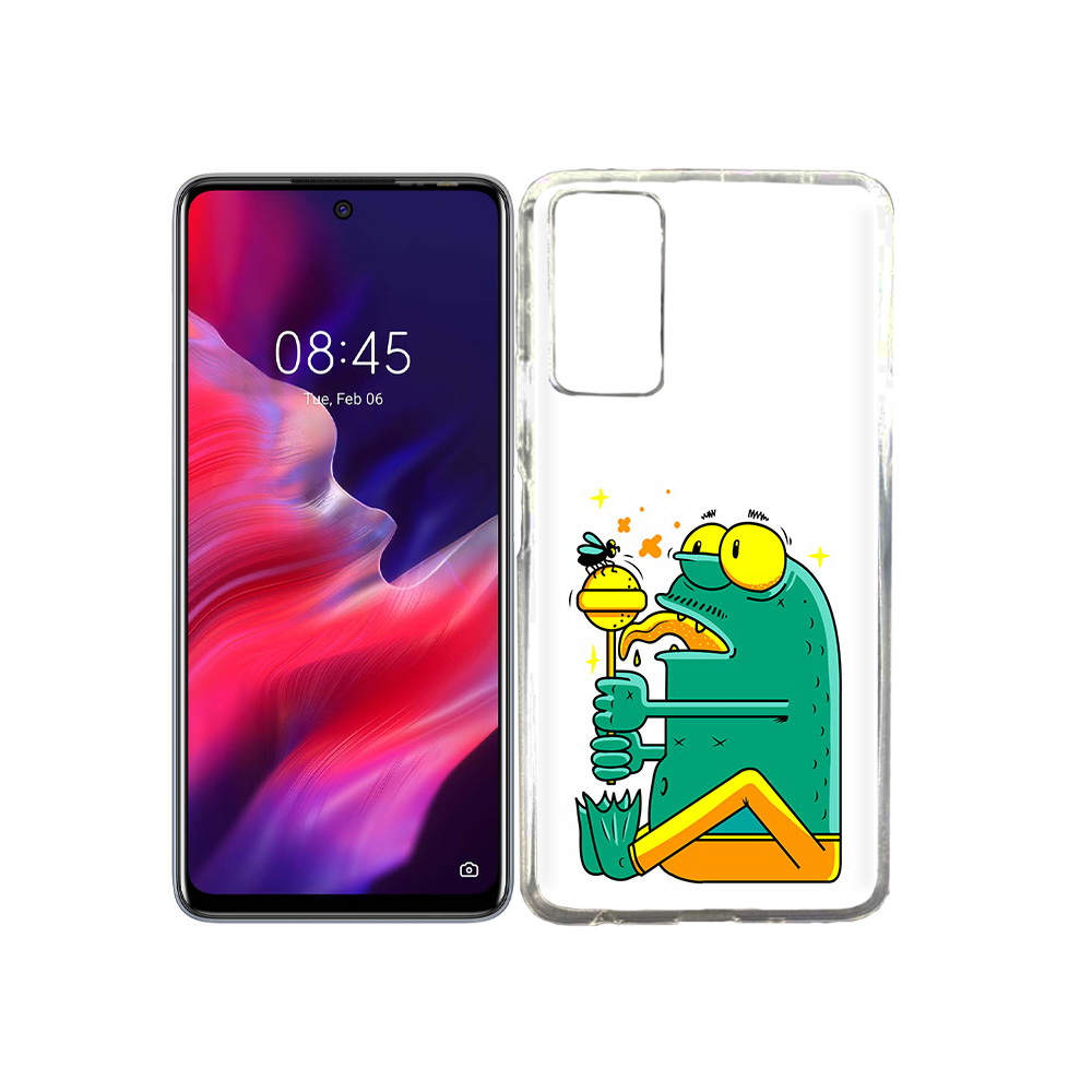 

Чехол MyPads Tocco для Tecno Pova 2 Зеленая лягушка с чупа чупсом, Прозрачный, Tocco