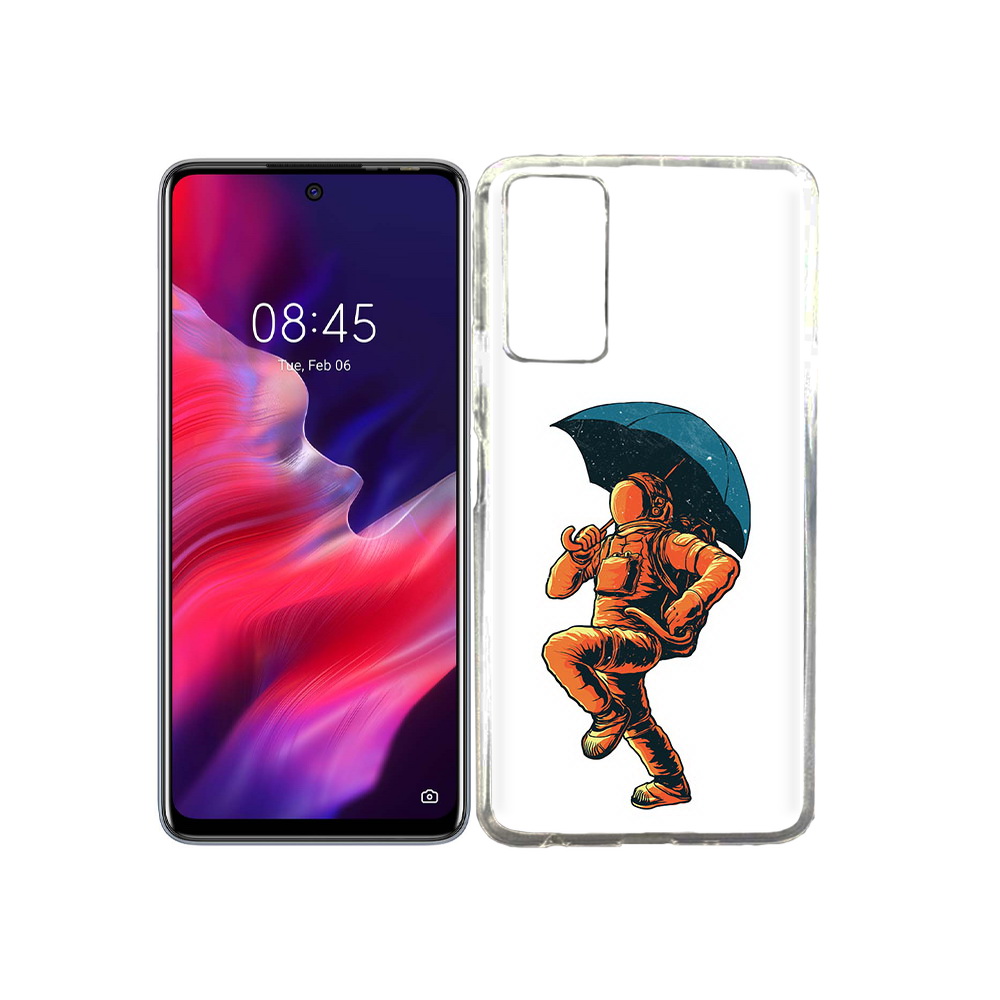 

Чехол MyPads Tocco для Tecno Pova 2 шагающий космонавт с зонтом, Прозрачный, Tocco