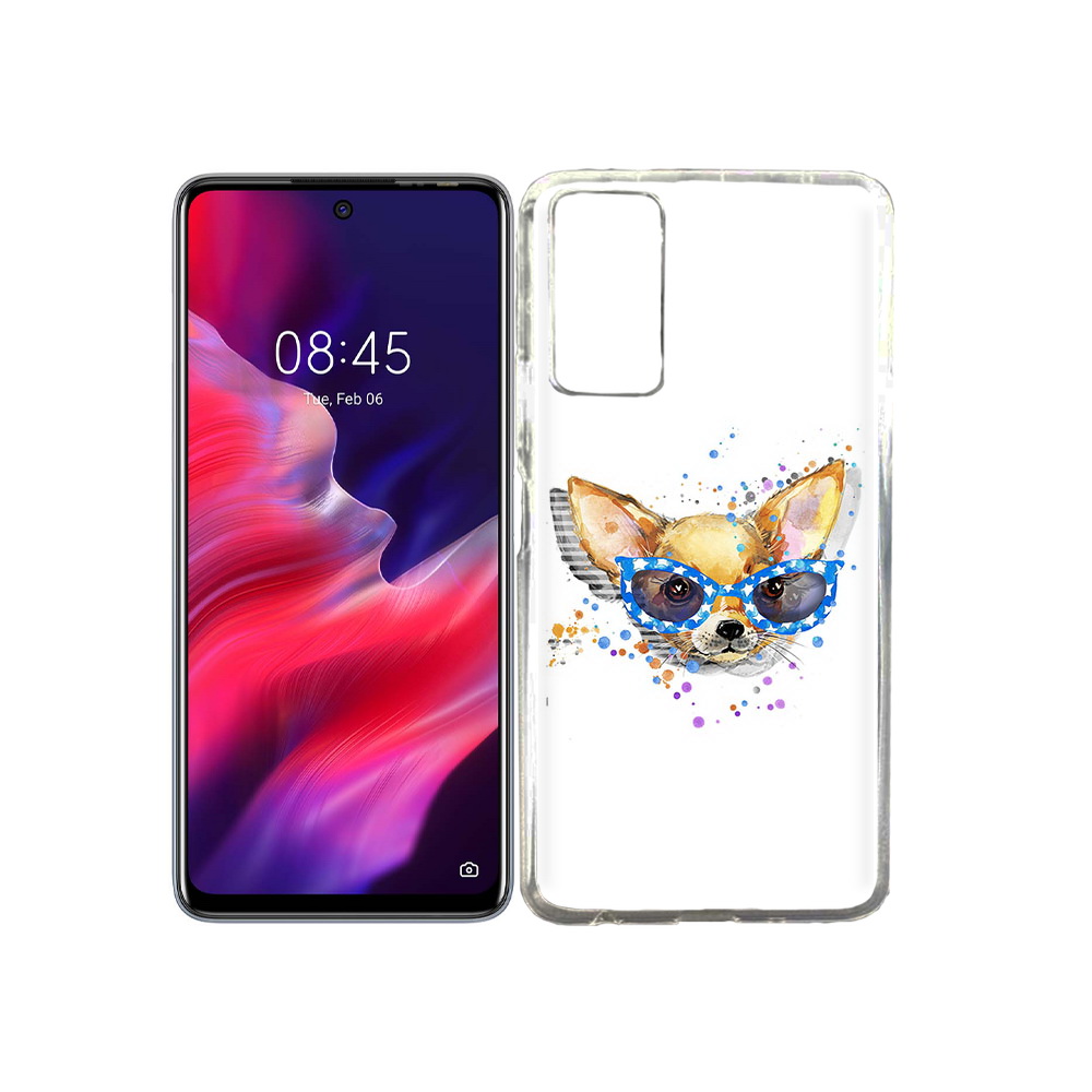 

Чехол MyPads Tocco для Tecno Pova 2 чихуа-хуа в очках, Прозрачный, Tocco