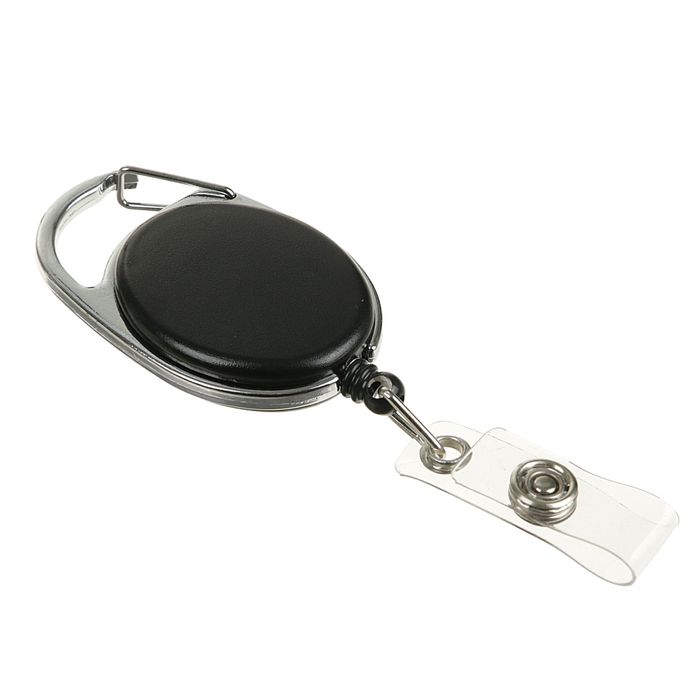 Карабин для бейджа с держателем-рулеткой на кнопке чёрный 5958₽