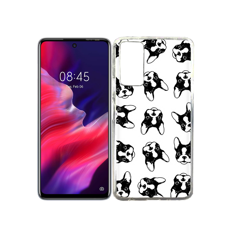 

Чехол MyPads Tocco для Tecno Pova 2 черно белые собачки, Прозрачный, Tocco