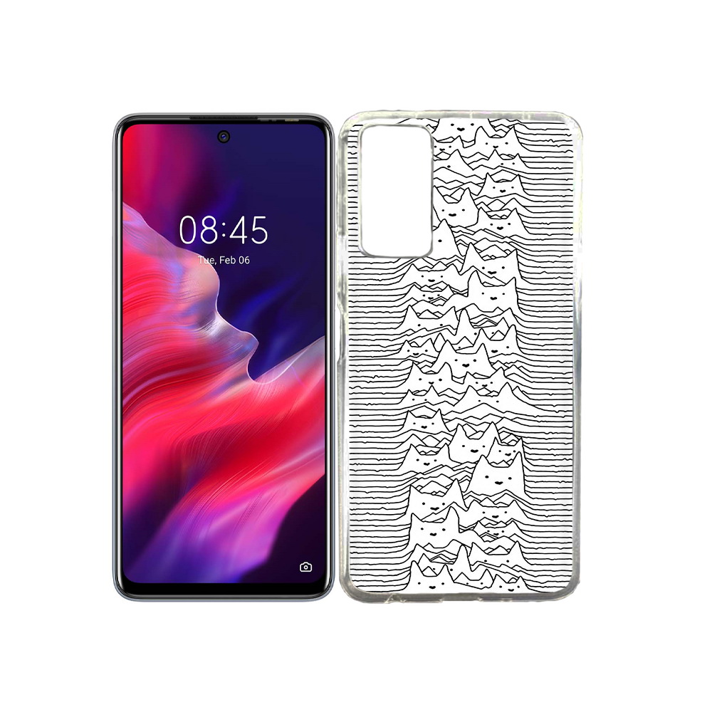 

Чехол MyPads Tocco для Tecno Pova 2 черно белые коты 3D, Прозрачный, Tocco