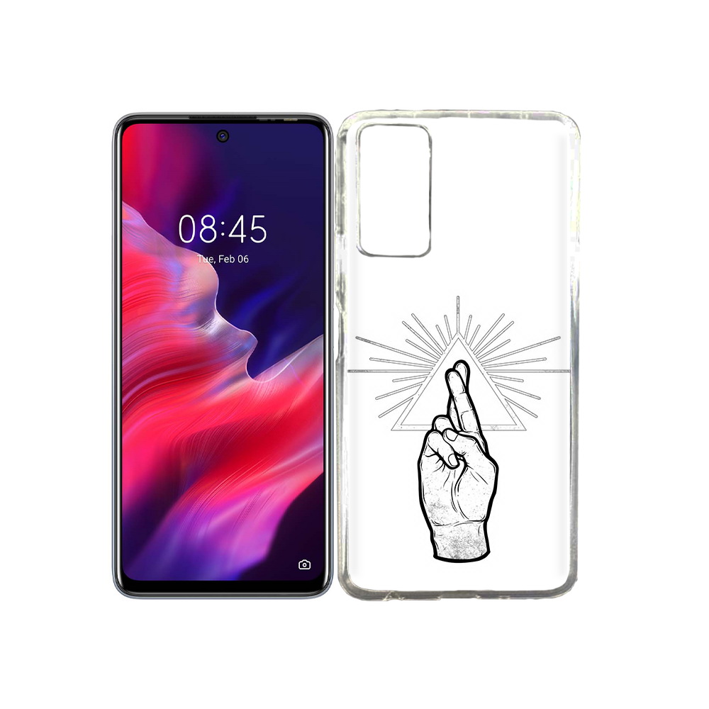 

Чехол MyPads Tocco для Tecno Pova 2 черно белая рука, Прозрачный, Tocco