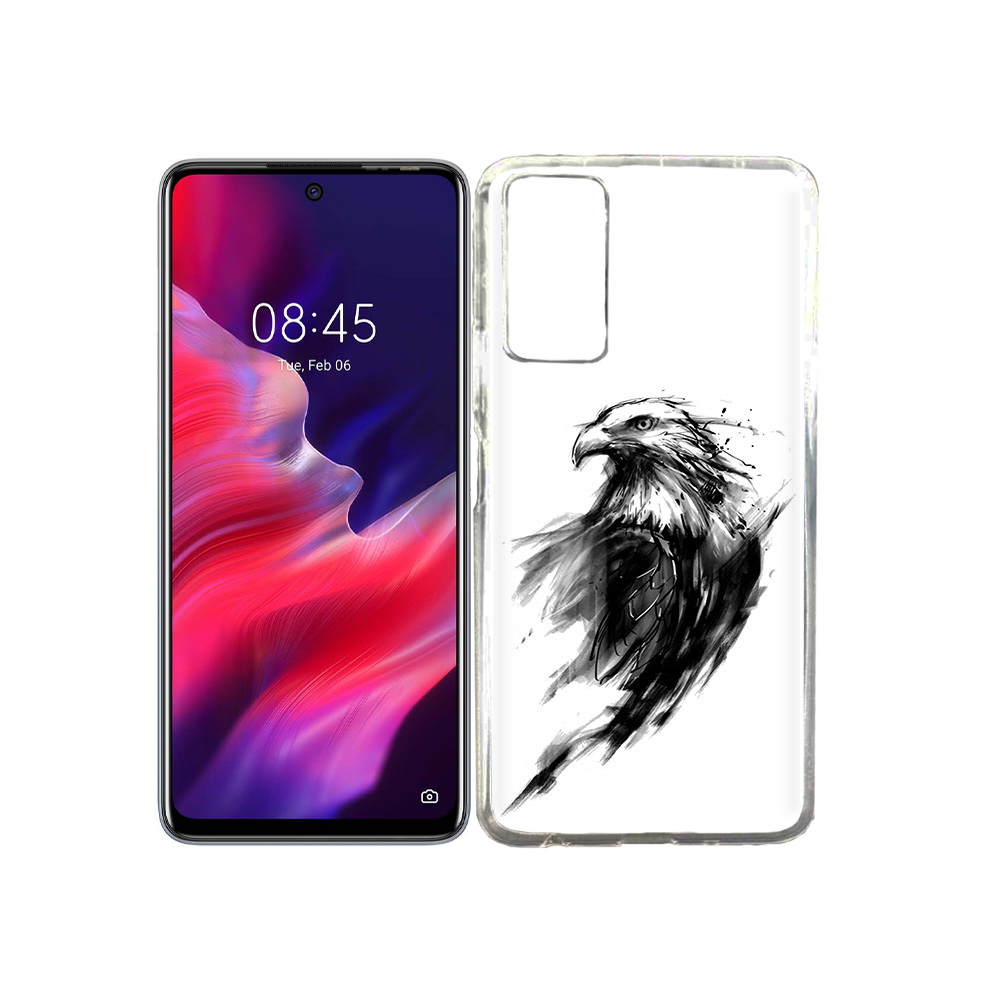 

Чехол MyPads Tocco для Tecno Pova 2 чб птица, Прозрачный, Tocco