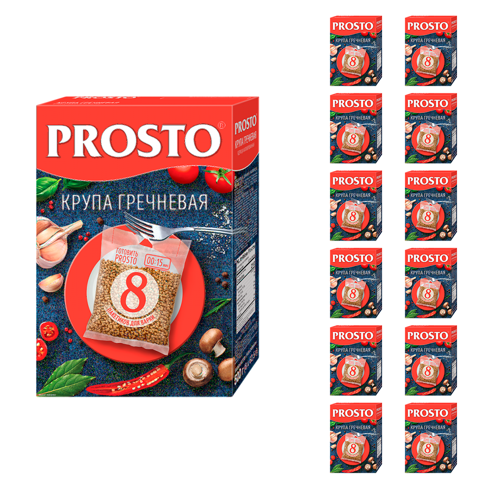 Ядрица гречневая Buckwheat Prosto (8 х 62,5г), 500г*12шт