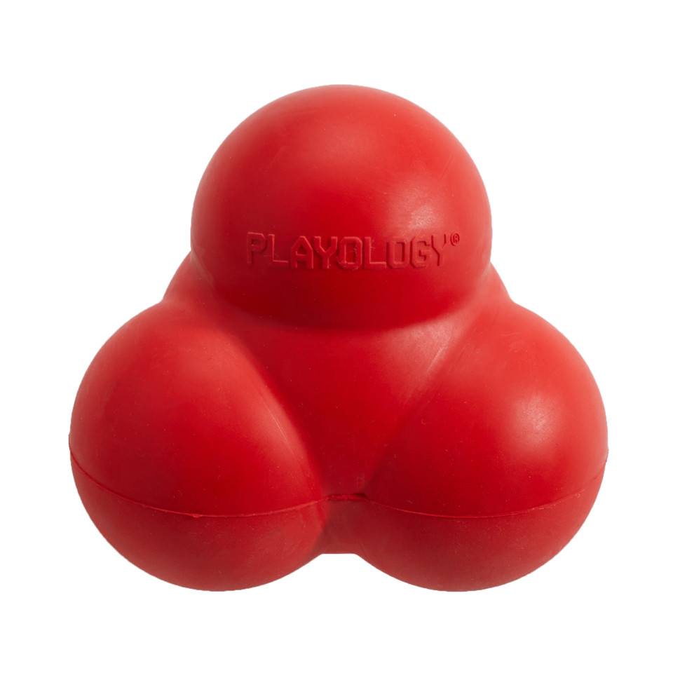 Игрушка для собак Playology Squeaky Bounce жевательный мяч с пищалкой, говядина, красный