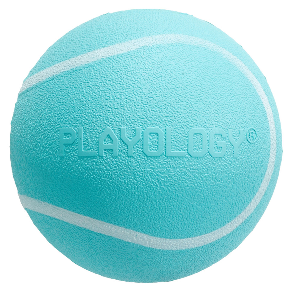 Игрушка для собак Playology Squeaky Chew жевательный мяч с пищалкой, арахис, голубой, 8 см