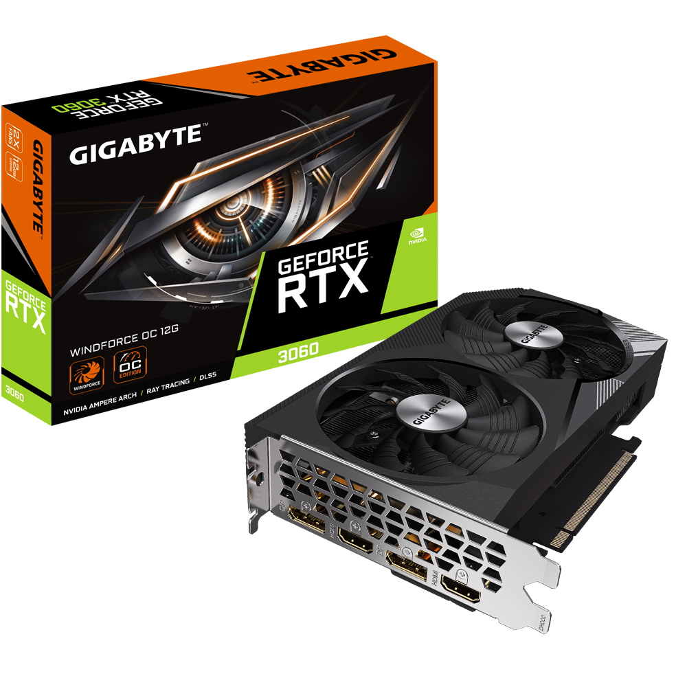 Видеокарта GIGABYTE NVIDIA GeForce RTX 3060 WINDFORCE OC 12G (GV-N3060WF2OC-12GD)