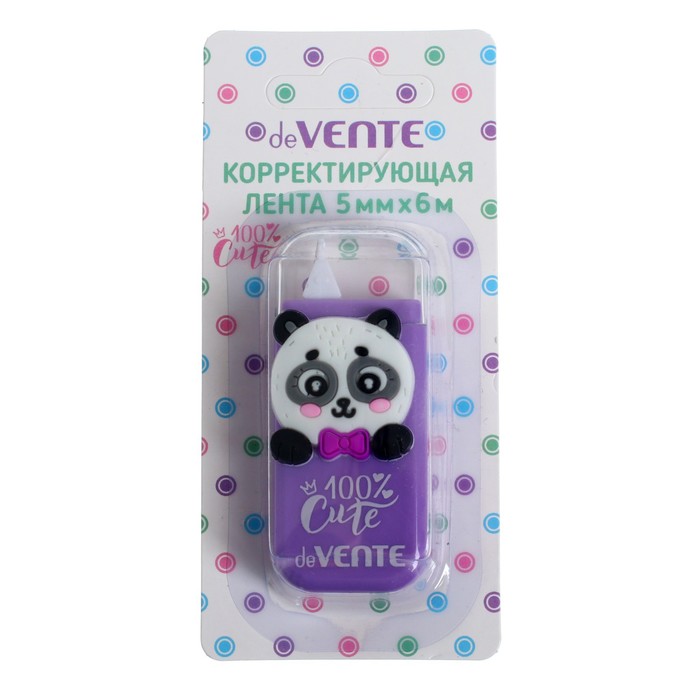 

Корректирующая лента 5 мм х 6 м, deVENTE, 100% Cute Panda, фронтальный аппликатор