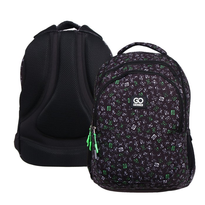 

Рюкзак молодёжный GoPack Teens Letters, 44 х 32 х 18 см, эргономичная спинка, чёрный