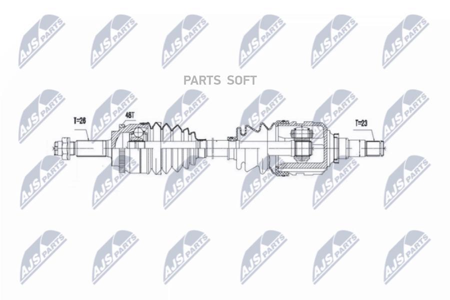 NTY 'NPWTY056 Полуось, toyota corolla 1.4vvti 1шт