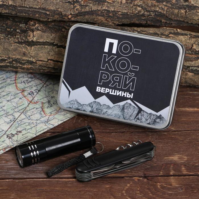 

Набор "Survival kit", мультитул, фонарь, Черный, Survival kit