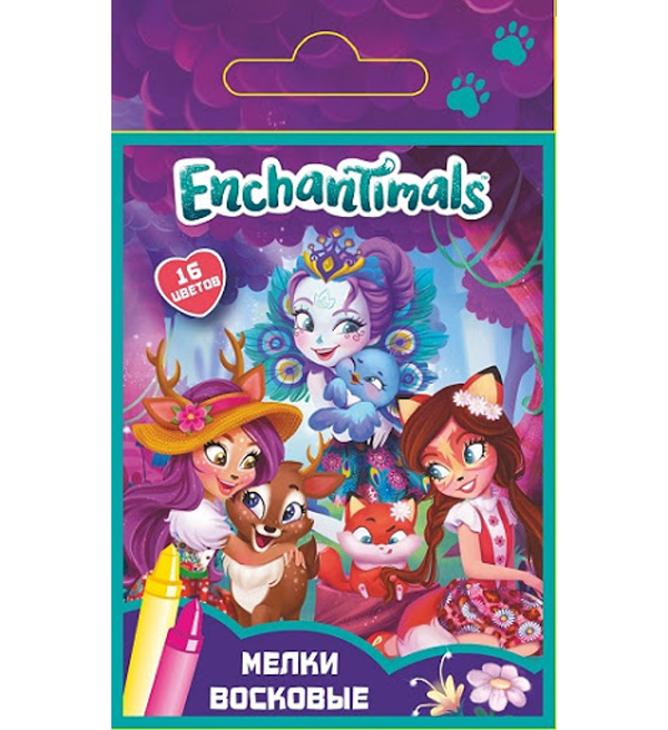 Мелки восковые Centrum Enchantimals, 16 цветов