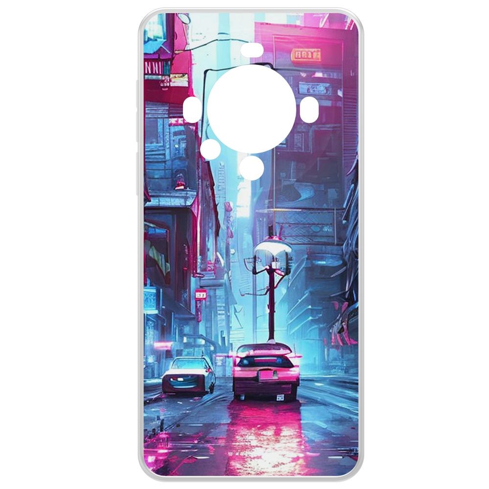 

Чехол-накладка Krutoff Clear Case Киберпанк Улица для Huawei Mate 60 Pro, Прозрачный